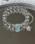 Natural Clear Quartz & Aquamarine Premium Fashion Bracelet