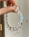 Natural Clear Quartz & Aquamarine Premium Fashion Bracelet