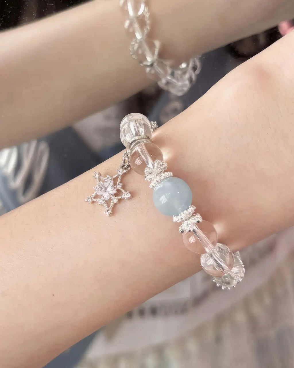 Natural Clear Quartz & Aquamarine Premium Fashion Bracelet