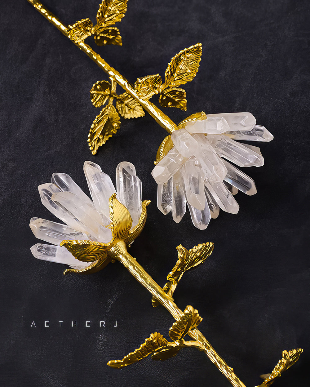 Natural Crystal Rose Flower Arrangement – Clear Quartz, Amethyst or Rose Quartz