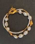 Natural Freshwater Baroque Genuine Pearl Bracelet Stackable for Women