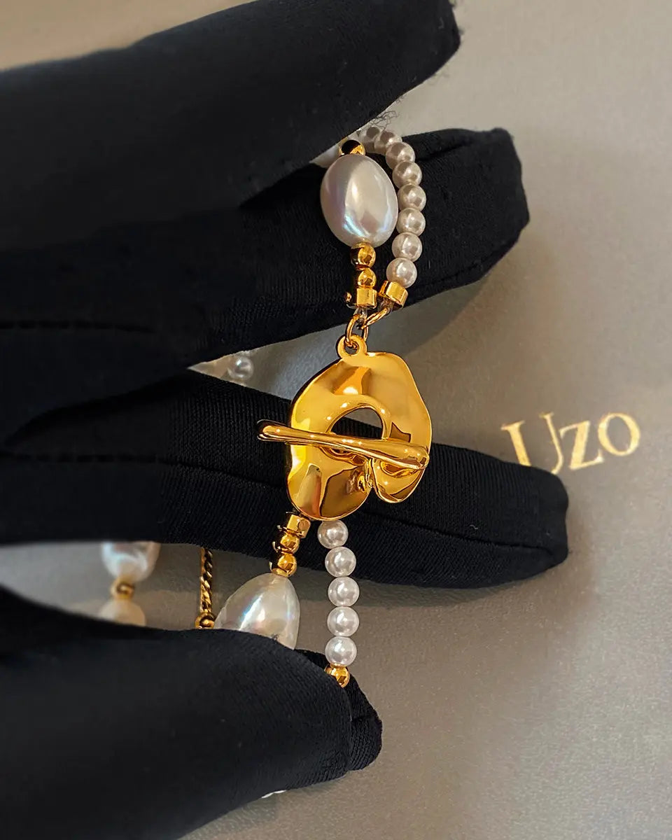 Natural Freshwater Baroque Genuine Pearl Bracelet Stackable for Women