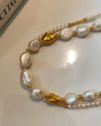 Natural Freshwater Baroque Genuine Pearl Bracelet Stackable for Women
