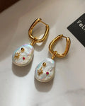 Natural Freshwater Baroque Pearl Hexagram Star Earrings