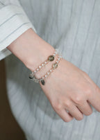 Natural High-Clarity White Crystal & Green Phantom Quartz Women's Wealth Bracelet