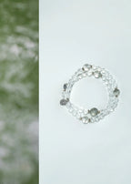 Natural High-Clarity White Crystal & Green Phantom Quartz Women's Wealth Bracelet