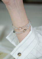 Natural High-Clarity White Crystal & Green Phantom Quartz Women's Wealth Bracelet