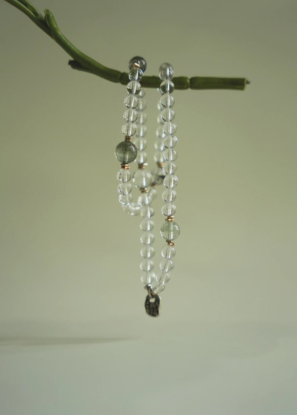 Natural High-Clarity White Crystal & Green Phantom Quartz Women's Wealth Bracelet