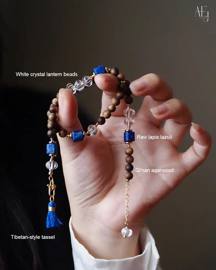 Natural Lapis Lazuli · Kyara Agarwood · Clear Quartz · Multi-Treasure Energy Bracelet