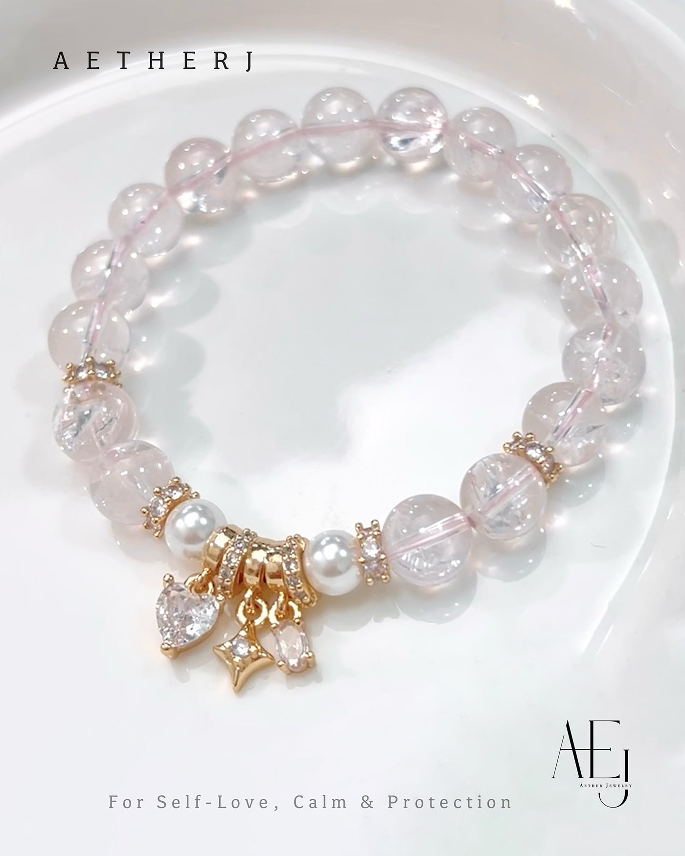 Natural Pink Ace Crystal Bracelet for Self-Love, Calm & Protection