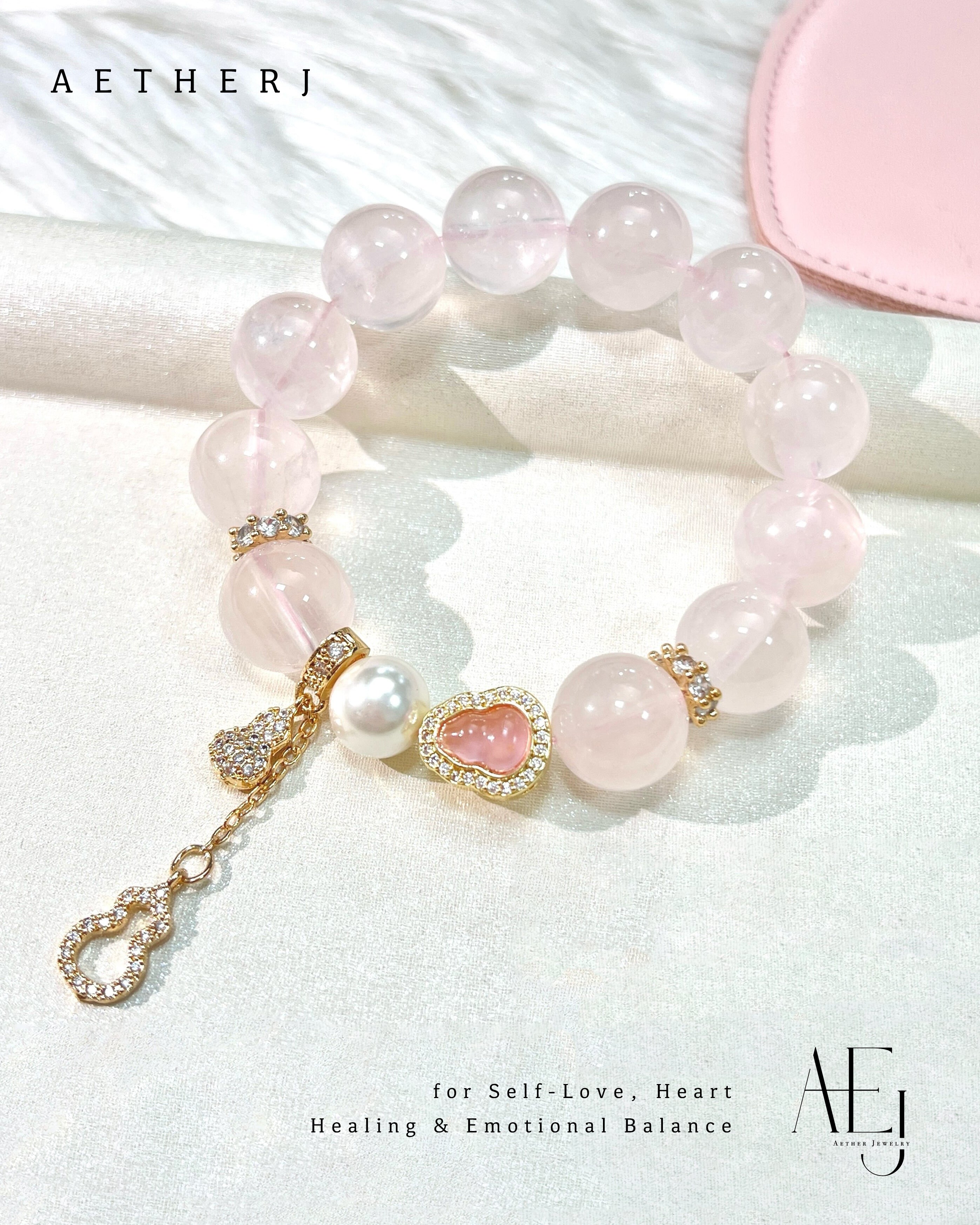 Natural Rose Quartz Bracelet for Self-Love, Heart Healing & Emotional Balance