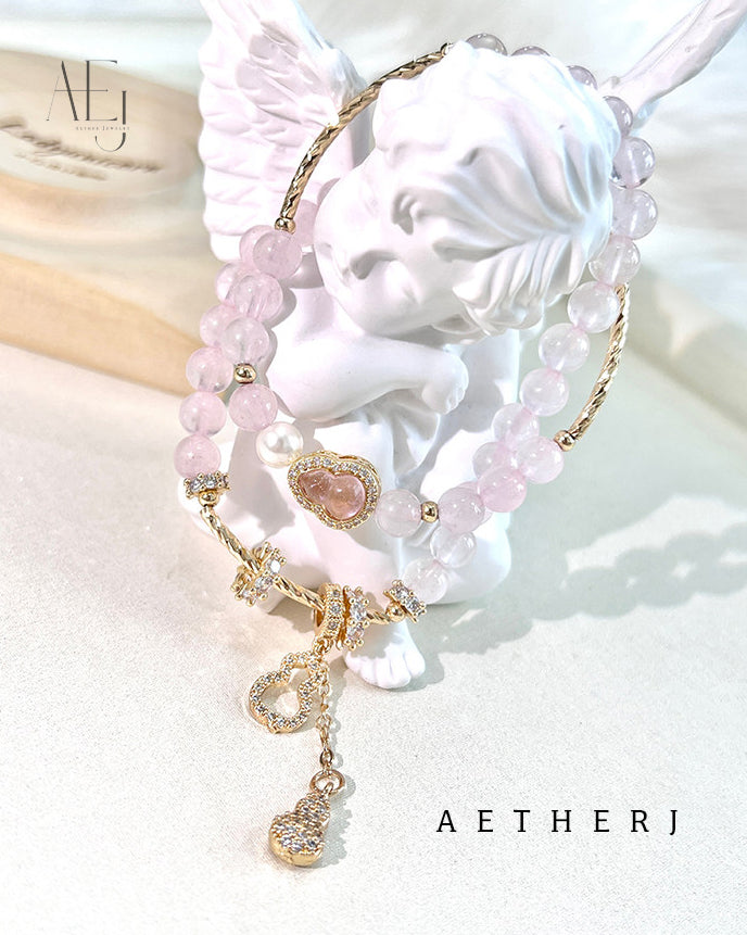 Natural Rose Quartz Double-Row Bracelet for Self-Love, Heart Healing & Daily Calm