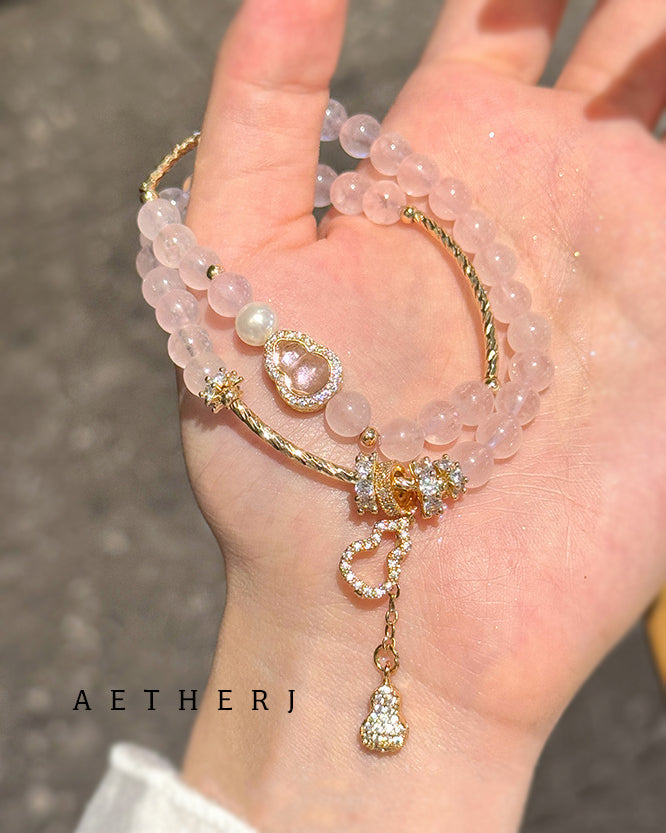 Natural Rose Quartz Double-Row Bracelet for Self-Love, Heart Healing & Daily Calm