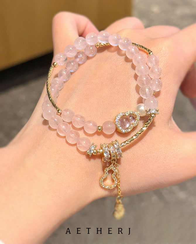 Natural Rose Quartz Double-Row Bracelet for Self-Love, Heart Healing & Daily Calm