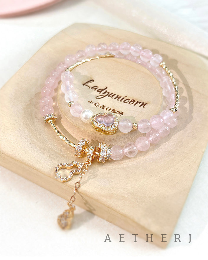 Natural Rose Quartz Double-Row Bracelet for Self-Love, Heart Healing & Daily Calm