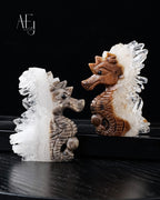 Natural White Crystal Cluster Seahorse for Energy Purification & Spiritual Decor