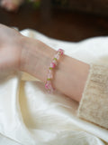Original｜Pink crystal and peridot bracelet｜festival gift