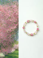 Original｜Pink crystal and peridot bracelet｜festival gift