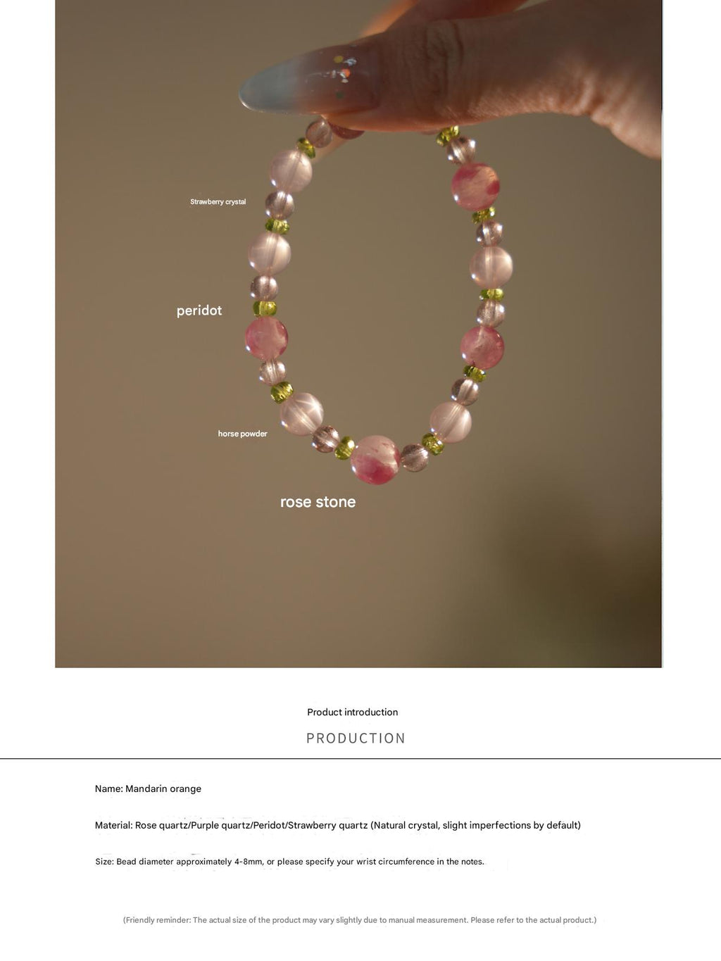Handmade Pink Crystal and Peridot Bracelet for Balance & Emotional Harmony