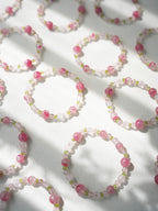 Original｜Pink crystal and peridot bracelet｜festival gift