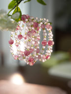 Original｜Pink crystal and peridot bracelet｜festival gift