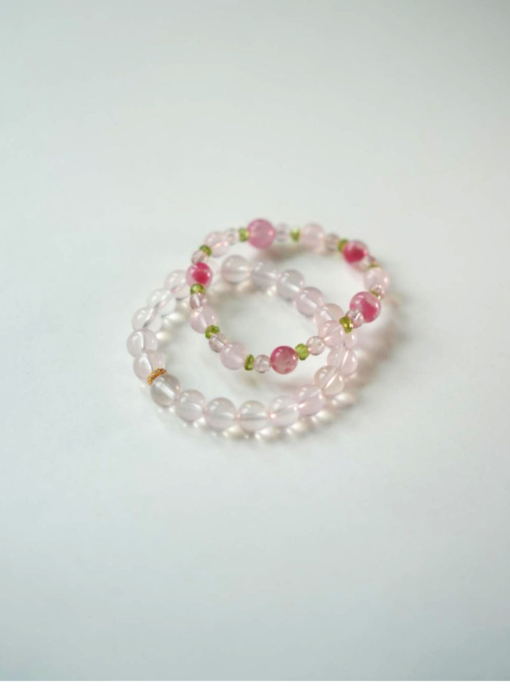 Original｜Pink crystal and peridot bracelet｜festival gift