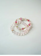 Original｜Pink crystal and peridot bracelet｜festival gift