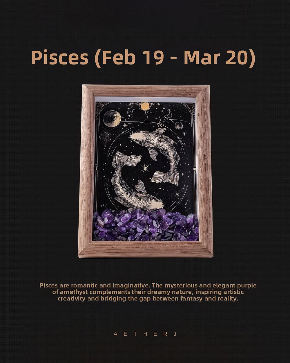 Zodiac Crystal Chip Shadow Box for Healing, Cleansing & Home Decor