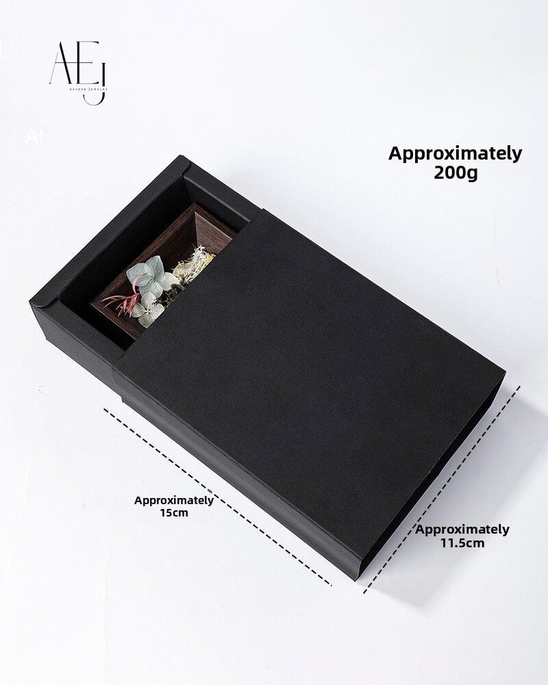 Raw Crystal & Preserved Flower Shadow Box – Fossil, Amethyst, Quartz or Rose