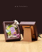 Raw Crystal & Preserved Flower Shadow Box – Fossil, Amethyst, Quartz or Rose