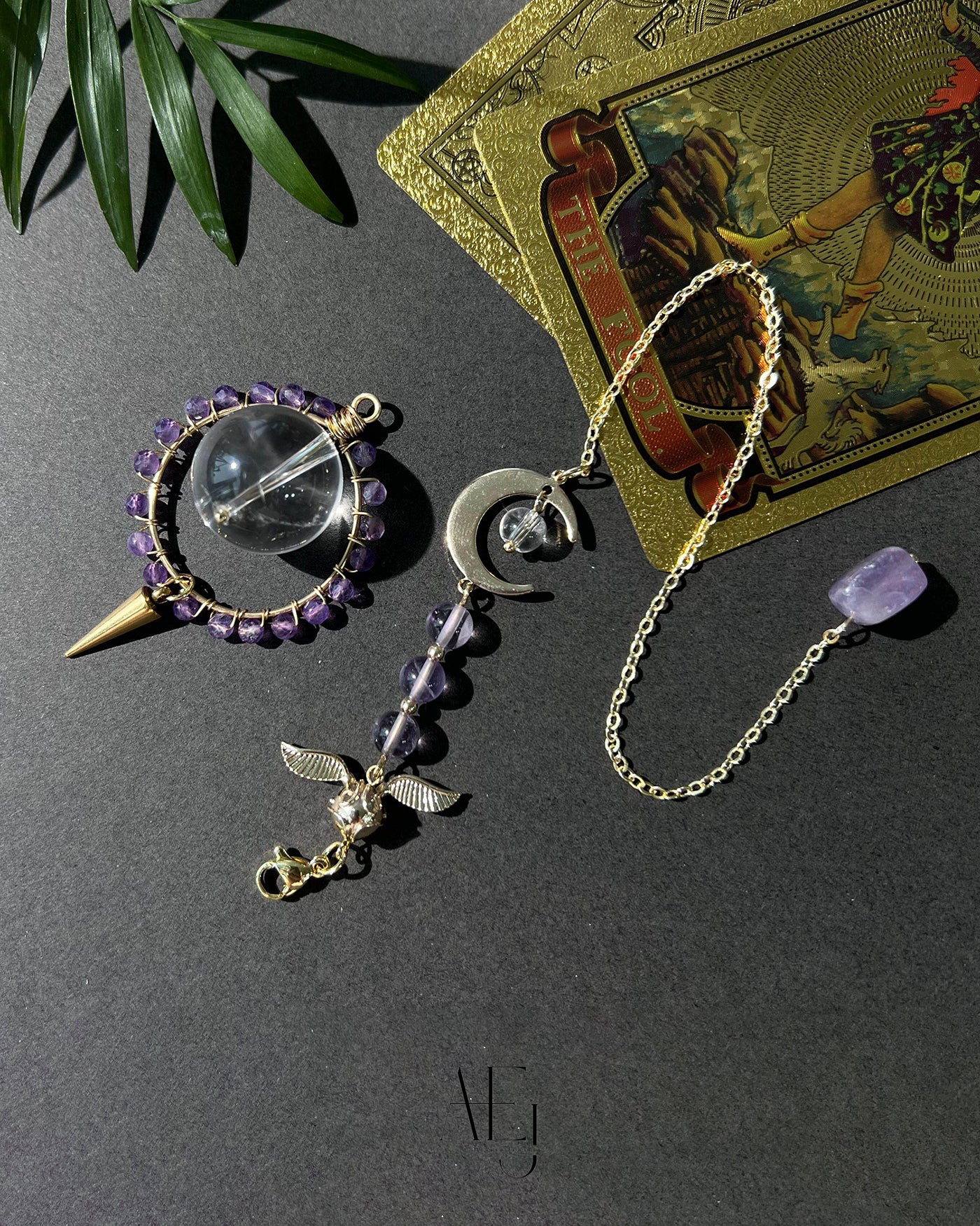 Clear Quartz & Amethyst Pendulum for Frequency Alignment, Intuition & Spiritual Protection