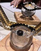 Spinel and silver obsidian bracelet for night protection, grounding, energy cleansing, and Aetherj