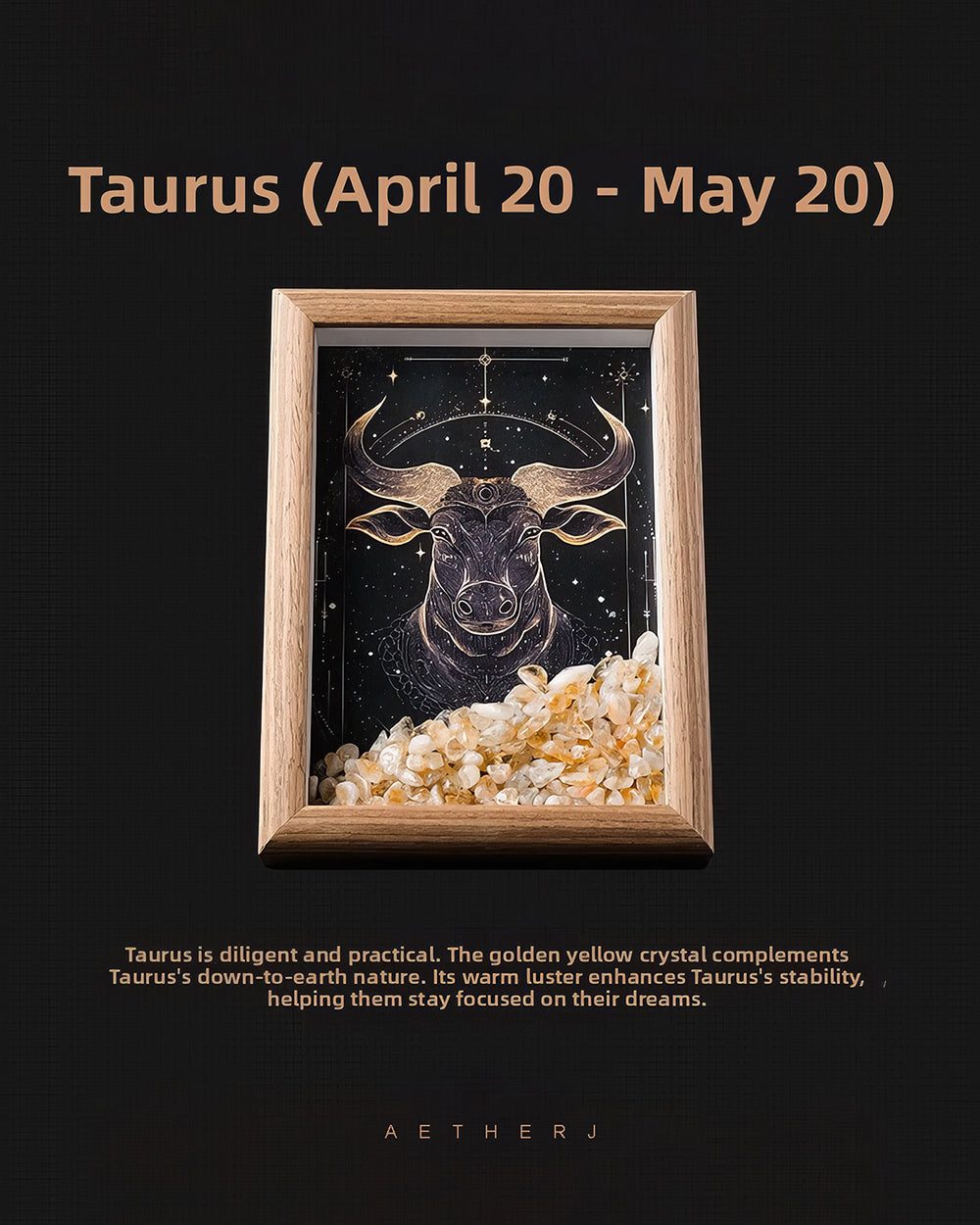 Zodiac Crystal Chip Shadow Box for Healing, Cleansing & Home Decor