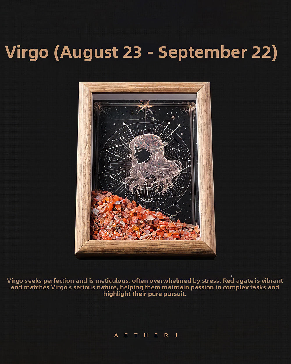 Zodiac Crystal Chip Shadow Box for Healing, Cleansing & Home Decor