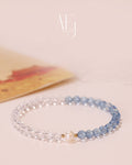 White Crystal & Aquamarine Bracelet for Clarity, Calm & Everyday Elegance