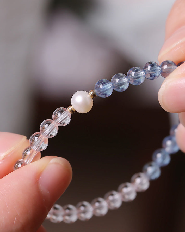 White Crystal & Aquamarine Bracelet for Clarity, Calm & Everyday Elegance