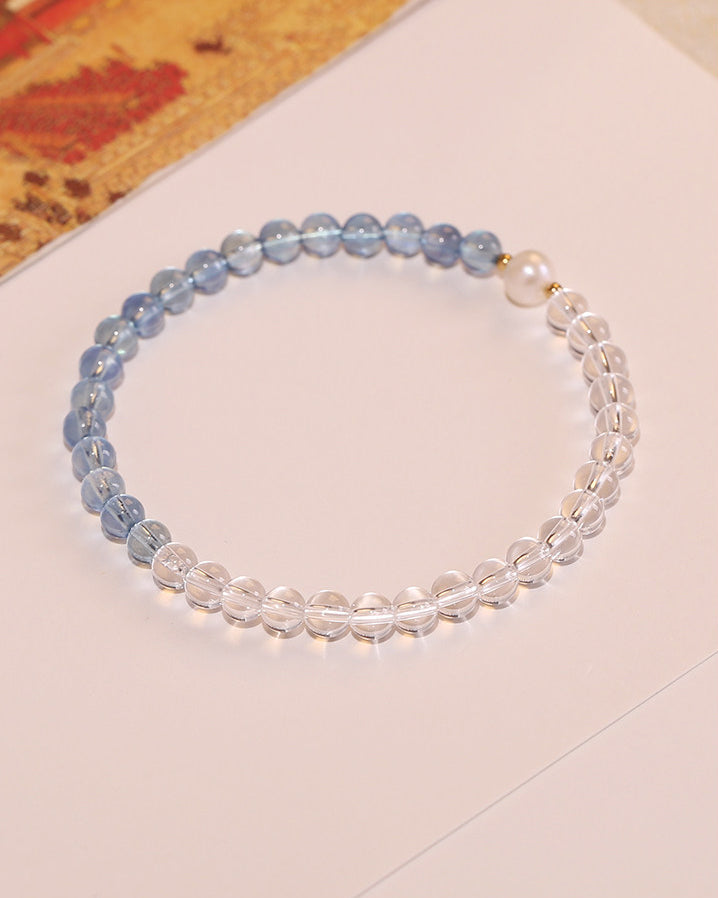 White Crystal & Aquamarine Bracelet for Clarity, Calm & Everyday Elegance