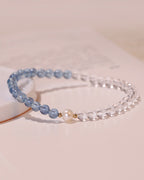White Crystal & Aquamarine Bracelet for Clarity, Calm & Everyday Elegance