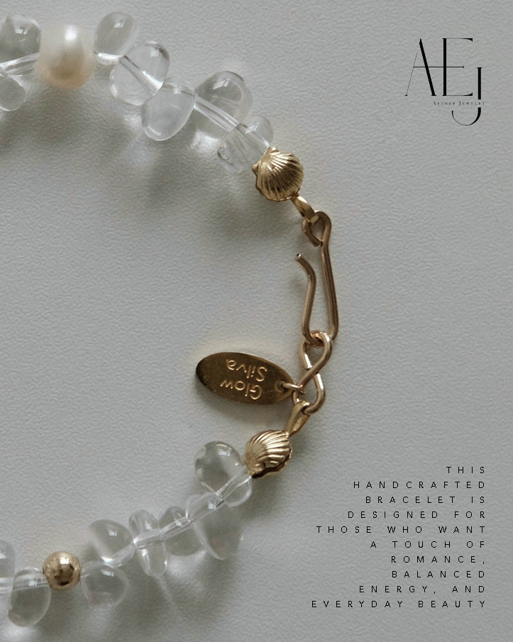 White crystal and colorful gem bracelet for romance, calm, and daily elegance