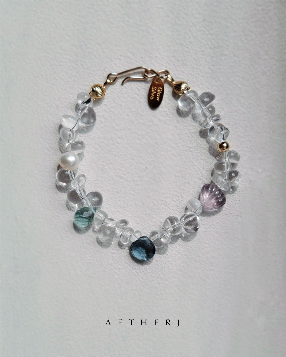 White crystal and colorful gem bracelet for romance, calm, and daily elegance