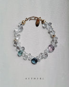 White crystal and colorful gem bracelet for romance, calm, and daily elegance