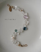 White crystal and colorful gem bracelet for romance, calm, and daily elegance