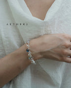 White crystal and colorful gem bracelet for romance, calm, and daily elegance