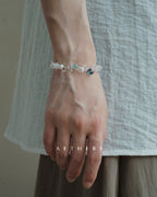 White crystal and colorful gem bracelet for romance, calm, and daily elegance