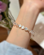 White Crystal & Mother-of-Pearl Heart Bracelet for Love, Clarity & Everyday Elegance