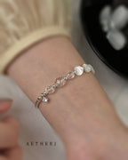 White Crystal & Mother-of-Pearl Heart Bracelet for Love, Clarity & Everyday Elegance