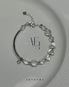 White Crystal & Mother-of-Pearl Heart Bracelet for Love, Clarity & Everyday Elegance