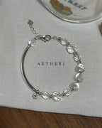 White Crystal & Mother-of-Pearl Heart Bracelet for Love, Clarity & Everyday Elegance