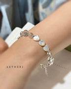 White Crystal & Mother-of-Pearl Heart Bracelet for Love, Clarity & Everyday Elegance