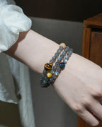 Gray Moonstone Multi-Strand Bracelet | Energy Balance & Grounding Mala